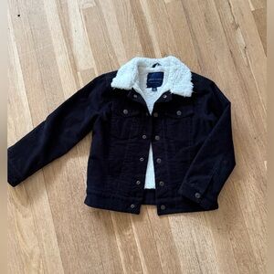 Janie and Jack Black Corduroy Sherpa Jacket Size 5/6